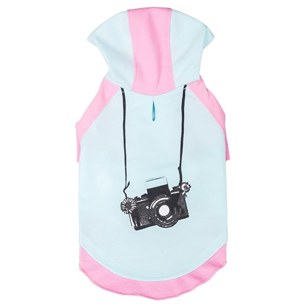 Blueberry Pet Blueberry Pet Cotton Dog Camera Hoodie Mint Hot Pink Puppy Clothes 8 Inch Back Length Pack of 1 - View 2 of 7