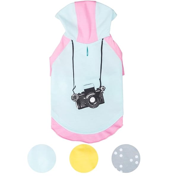 Blueberry Pet Blueberry Pet Cotton Dog Camera Hoodie Mint Hot Pink Puppy Clothes 8 Inch Back Length Pack of 1 - View 7 of 7