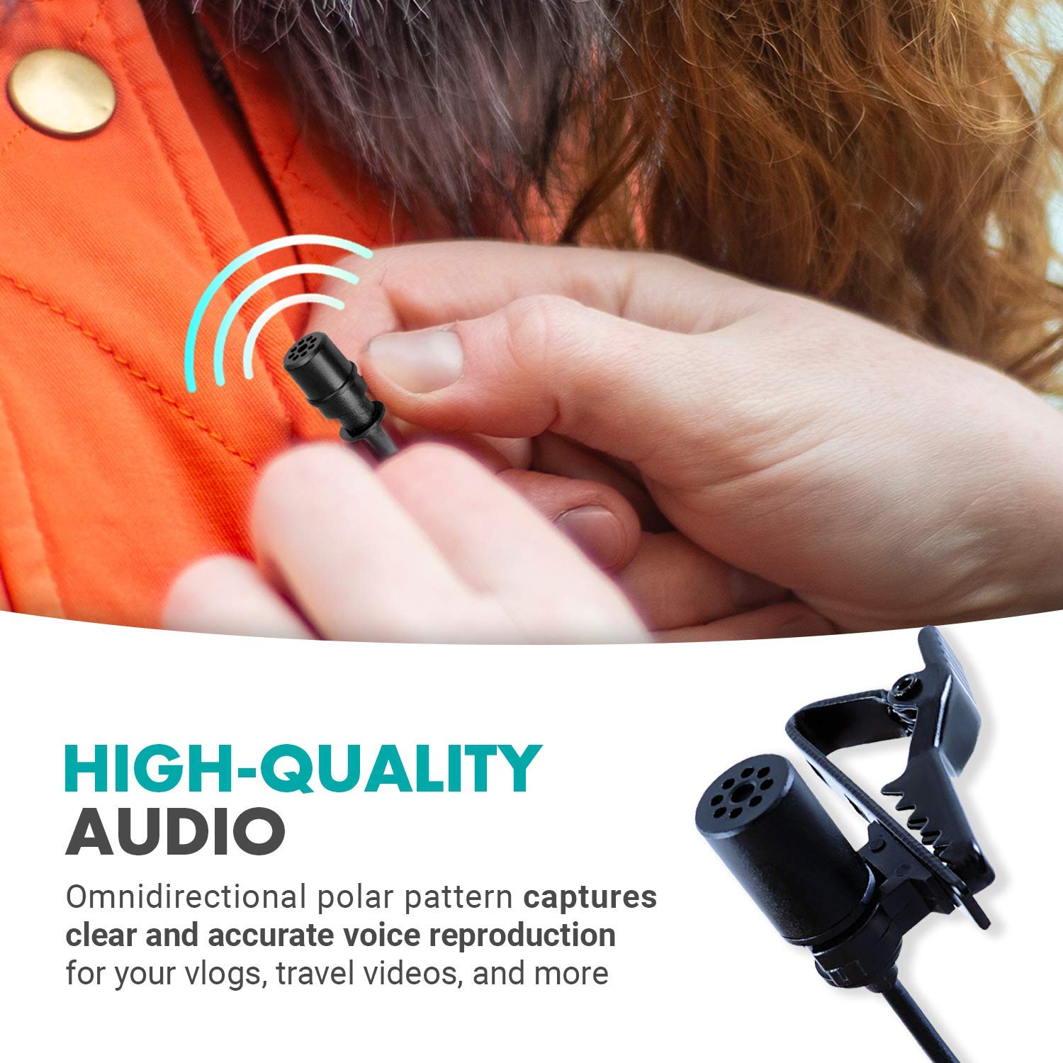 Movo Movo LV1 Lavalier Lapel Microphone for Cameras Smartphones Ideal for Filming Podcast Vlogging YouTube Videos - View 2 of 7