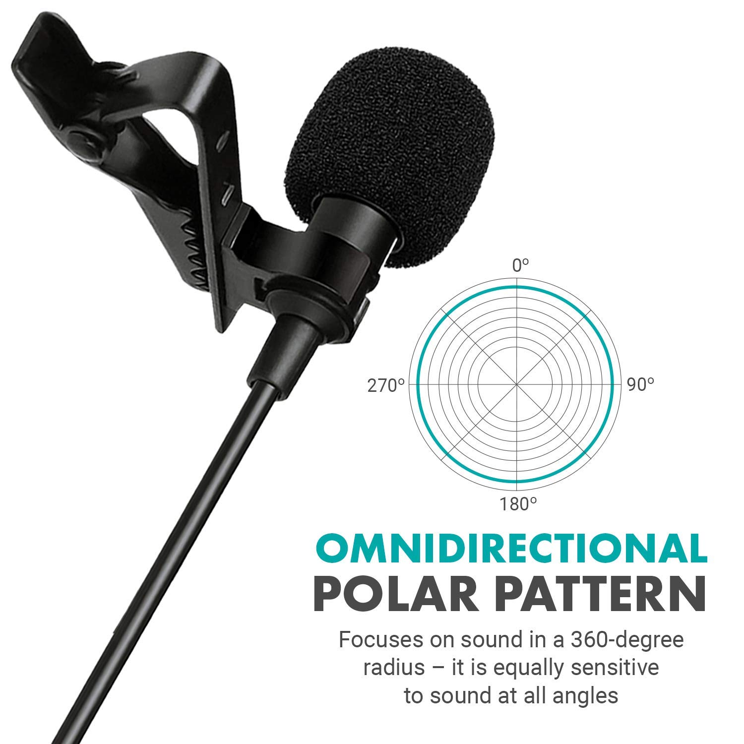 Movo Movo LV1 Lavalier Lapel Microphone for Cameras Smartphones Ideal for Filming Podcast Vlogging YouTube Videos - View 7 of 7