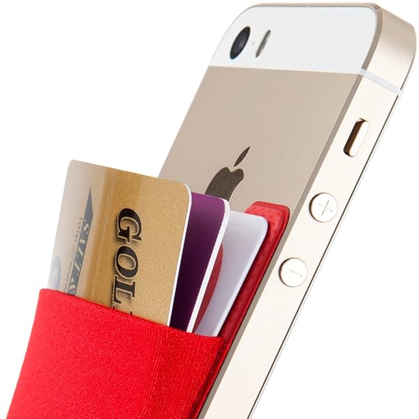 Sinjimoru Sinjimoru Basic Cell Phone Wallet - Adhesive Card Holder for iPhone, Stretchy Red Sinji Pouch for Easy Access - View 2 of 10