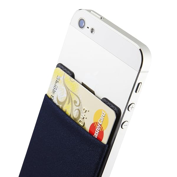 Sinjimoru Sinjimoru Basic Cell Phone Wallet - Adhesive Card Holder for iPhone, Stretchy Sinji Pouch Basic 2 in Navy - View 3 of 10