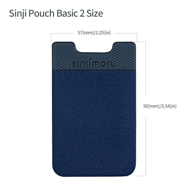 Sinjimoru Sinjimoru Basic Cell Phone Wallet - Adhesive Card Holder for iPhone, Stretchy Sinji Pouch Basic 2 in Navy - View 7 of 10