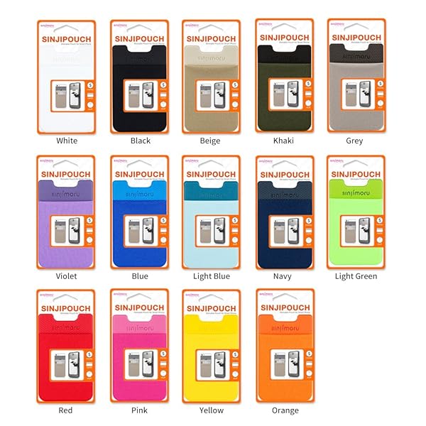 Sinjimoru Sinjimoru Basic Cell Phone Wallet - Adhesive Card Holder for iPhone, Stretchy Sinji Pouch Basic 2 in Navy - View 8 of 10