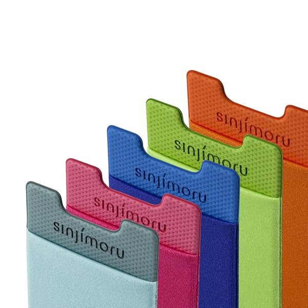 Sinjimoru Sinjimoru Basic Cell Phone Wallet - Adhesive Card Holder for iPhone, Stretchy Sinji Pouch Basic 2 in Navy - View 9 of 10