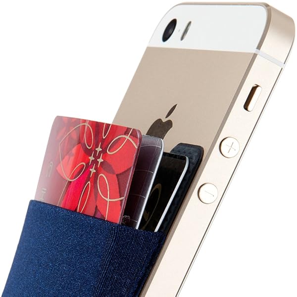 Sinjimoru Sinjimoru Basic Cell Phone Wallet - Adhesive Card Holder for iPhone, Stretchy Sinji Pouch Basic 2 in Navy