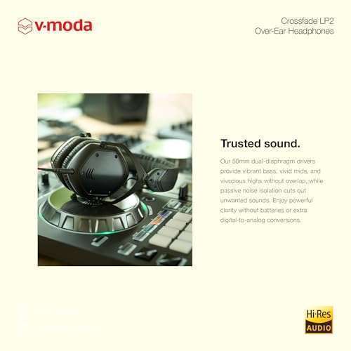 V-Moda V-MODA Crossfade LP2 Vocal Limited Edition Over-Ear Headphones - Matte Black Noise-Isolating Metal Design - View 6 of 9