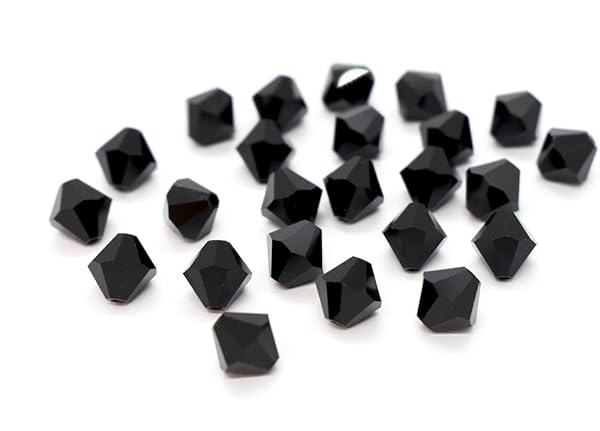 Adabele 100pcs Adabele 6mm Jet Black Faceted Bicone Crystal Beads Compatible with Swarovski Crystals 5301 5328 SSB623 - View 2 of 9