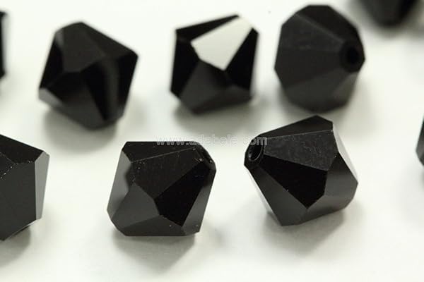 Adabele 100pcs Adabele 6mm Jet Black Faceted Bicone Crystal Beads Compatible with Swarovski Crystals 5301 5328 SSB623 - View 3 of 9