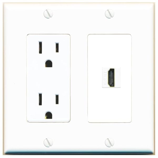 RiteAV Custom HDMI Wall Plate 1 Port - White Outlet for Clean Cable Management