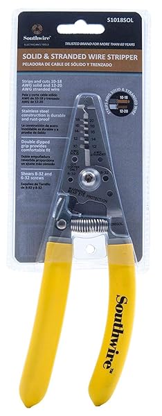Southwire Southwire 58278040 Wire Stripper & Cutter: Strips 10-20 AWG Copper Wire with Bending Hole & Shearing Features