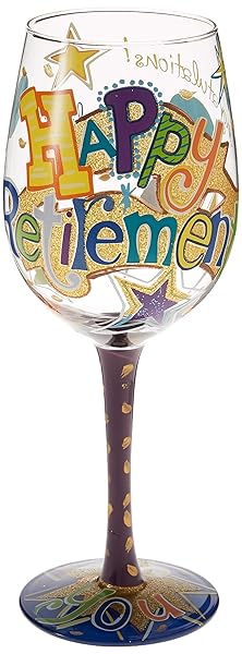 Enesco Enesco Lolita Happy Retirement Wine Glass Gift - Artisan Painted, Multicolor, Perfect for Celebrations!