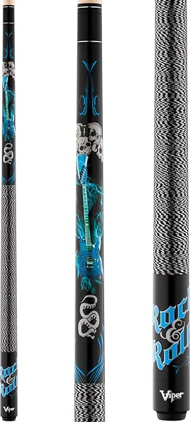 "Viper 58" 2-Piece Pool Cue - Rock & Roll Design, 20 Ounce, Blue | GLD Products"