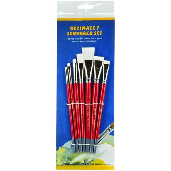 Creative Mark Creative Mark Scrubber Watercolor Brushes Set of 7 - Professional Blotting & Edge Shaping Tools for Artists