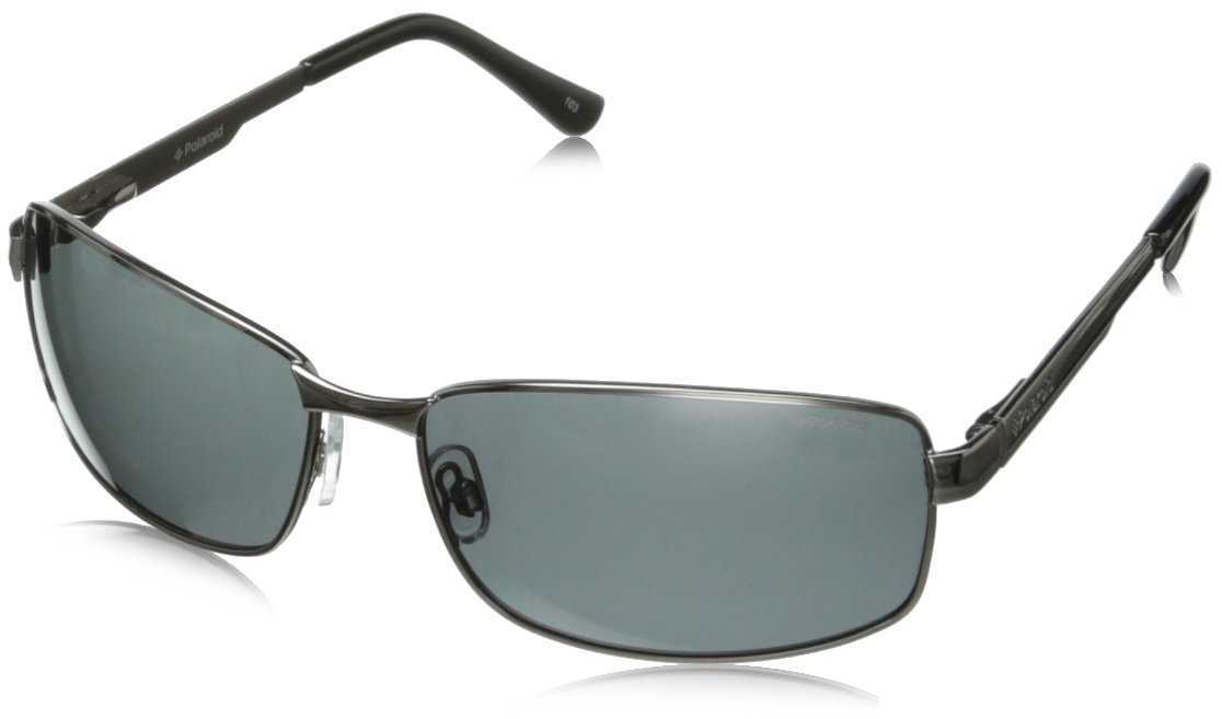 Shop Polaroid P4416/S Rectangular Sunglasses - Gunmetal & Gray Polarized, 63mm for Ultimate Style & UV Protection