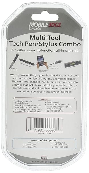 Mobile Edge Mobile Edge Multi-Tool Stylus Pen: Touch Screen Tech Pen with Screwdrivers, Ruler & Level - MEASPM1 - View 3 of 3