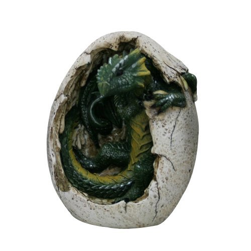PTC PTC 4.75 Inch Green Dragon Hatchling in Egg Casing Decorative Statue for Home and Garden