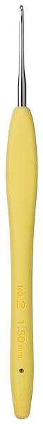 Clover Buy Clover 1221 Amour Steel Crochet Hook No. 2 (1.50mm) - Yellow | Perfect for Crochet Projects - View 4 of 5