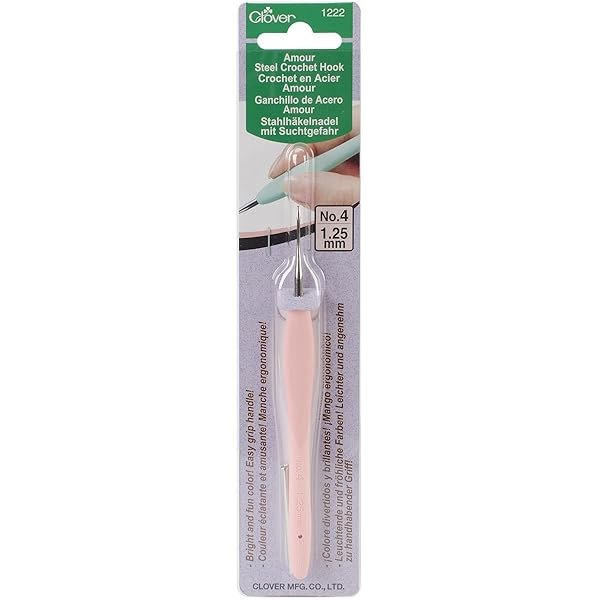 Clover Buy Clover 1222 Amour Steel Crochet Hook No. 4 (1.25mm) - Pink | Perfect for Crochet Projects - View 3 of 4