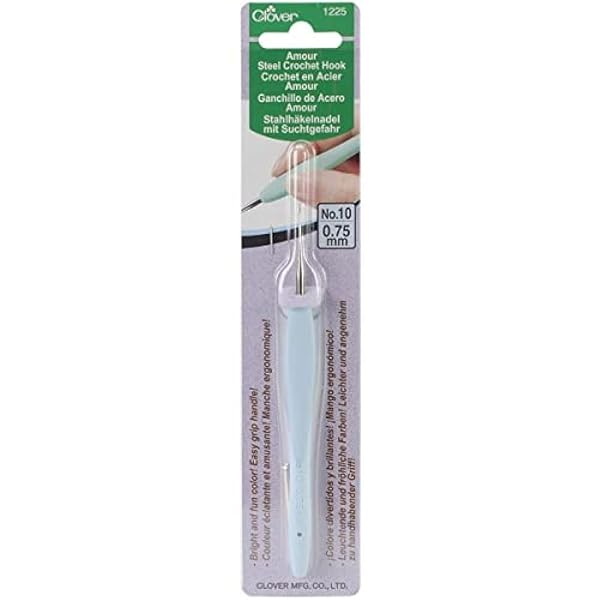 Clover Buy Clover 1225 Amour Steel Crochet Hook No. 10 (0.75mm) - Blue | Perfect for Precision Crochet Projects