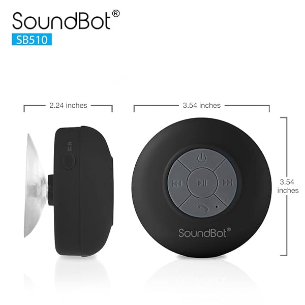 Soundbot Soundbot SB510 HD Bluetooth Shower Speaker: Water-Resistant, 6hrs Playtime, Handsfree Mic & Suction Cup - Perfect for Showers! - View 7 of 7