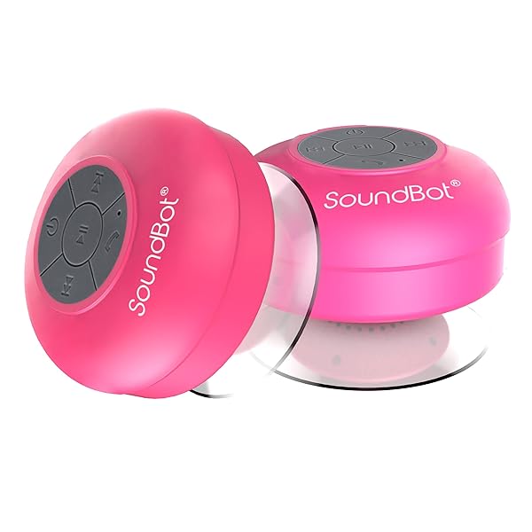 Soundbot Soundbot SB510 HD Bluetooth Shower Speaker: Water-Resistant, 6hrs Playtime, Handsfree Mic & Suction Cup - Perfect for Showers (Pink) - View 6 of 6