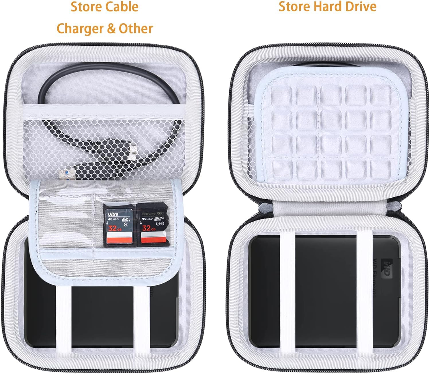 co2CREA co2CREA Hard EVA Shockproof Carrying Case for Western Digital Canvio Samsung M3 Passport Ultra Slim Black Pouch Bag - View 2 of 8