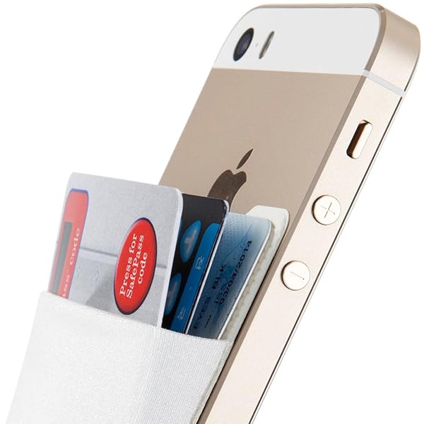 Sinjimoru Sinjimoru Basic Cell Phone Wallet Stick-On: Adhesive Card Holder for iPhone - Sinji Pouch Basic 2 White