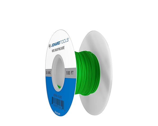 Jonard Tools R30G-0100 Green Insulated Kynar Copper Wire Roll - 30 AWG, 100 ft for Electronics Projects