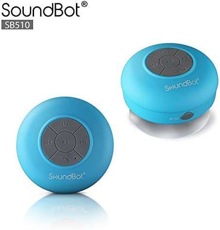 Soundbot SoundBot SB510 HD Water Resistant Bluetooth Shower Speaker, Handsfree Portable Speakerphone with Built-in Mic, 6hrs of Playtime, Control Buttons and Dedicated Suction Cup_Blue - View 3 of 9