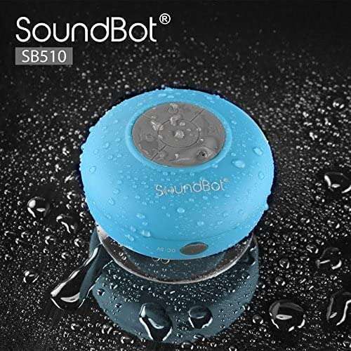 Soundbot SoundBot SB510 HD Water Resistant Bluetooth Shower Speaker, Handsfree Portable Speakerphone with Built-in Mic, 6hrs of Playtime, Control Buttons and Dedicated Suction Cup_Blue - View 7 of 9