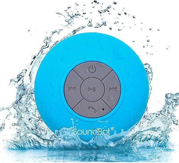 Soundbot SoundBot SB510 HD Water Resistant Bluetooth Shower Speaker, Handsfree Portable Speakerphone with Built-in Mic, 6hrs of Playtime, Control Buttons and Dedicated Suction Cup_Blue - View 9 of 9