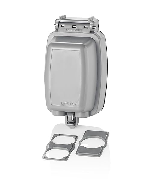Leviton Leviton Weatherproof Outlet Box, Extra Duty 1-Gang While-In-Use Cover Includes Inserts for Single, Duplex and Decora/GFCI Receptacles, Vertical Mount, Plastic Enclosure, Gray, 5980-UGY Outdoor Outlet Cover