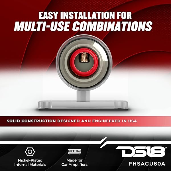 DS18 DS18 FHSAGU80A Round AGU Fuse Holder with 80A Fuse - Durable & Reliable Power Protection - View 4 of 7