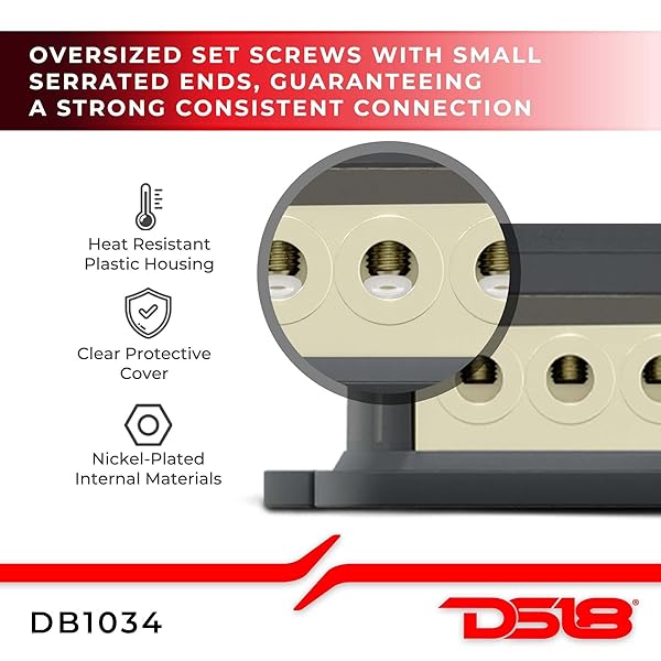 DS18 DS18 DB1034 Distribution Block: 1X0-GA Input & 3X4-GA Output for Car Amplifiers - View 3 of 8