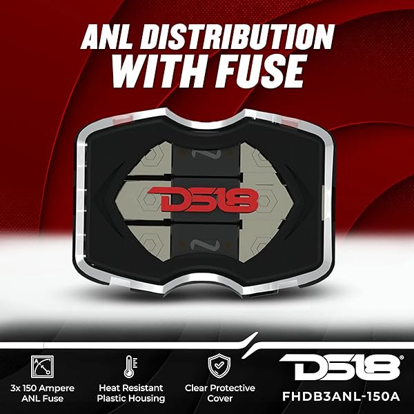 DS18 DS18 3ANL-150A Fuse Distribution Holder with 3x150A Fuses - Reliable ANL Power Solution - View 3 of 8