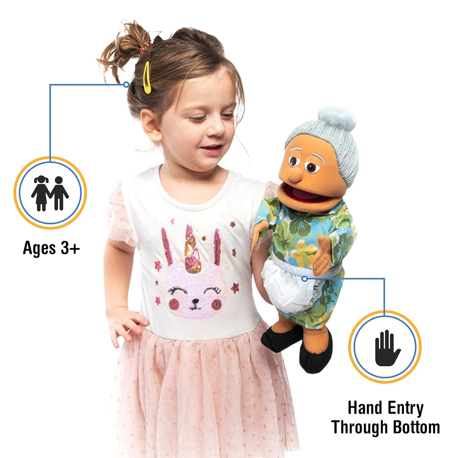 Silly Puppets 14 Inch Granny Hand Puppet Hispanic Grandmother Toy for Kids Fun and Imaginative Play - View 2 of 5