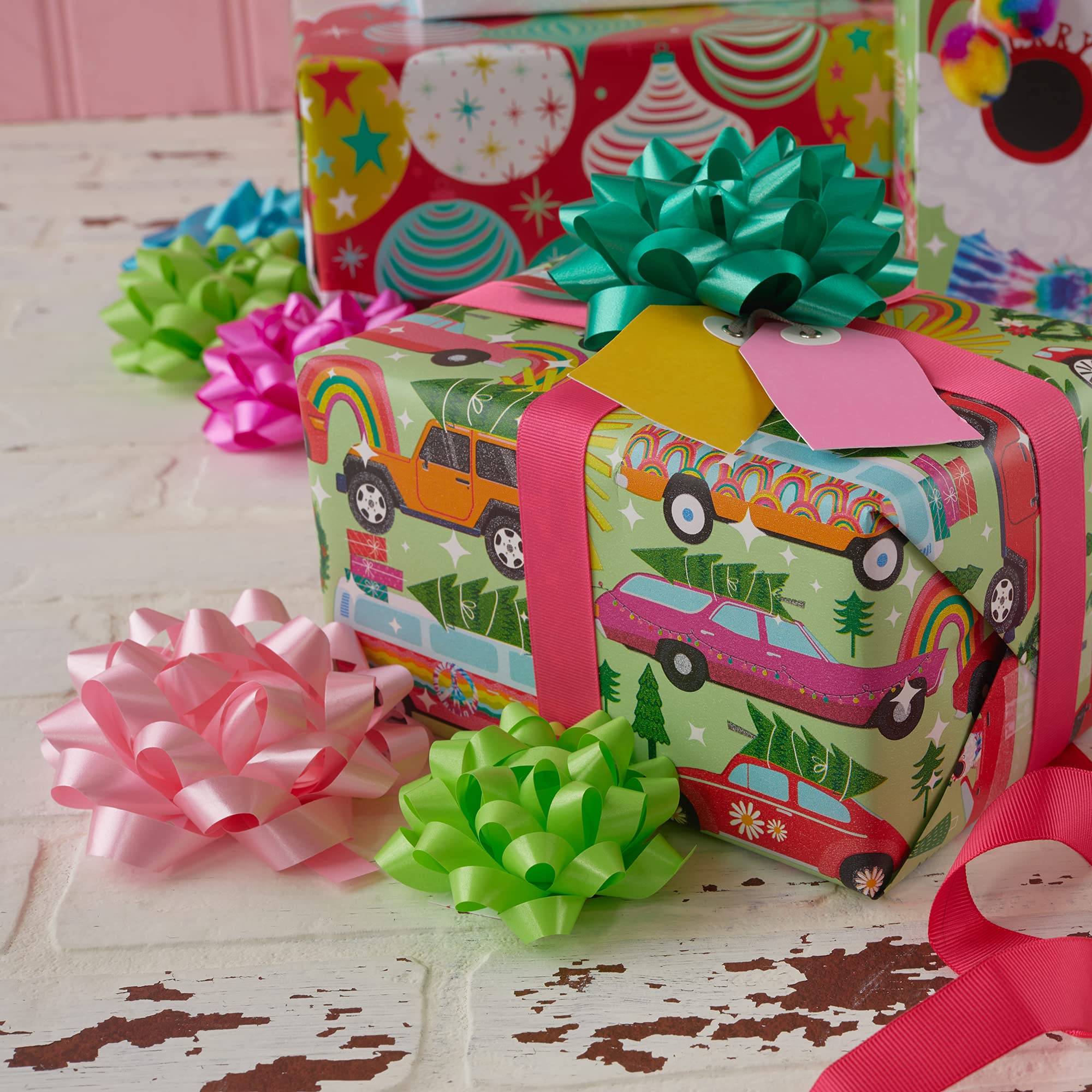 The Gift Wrap Company Large Pink Decorative Confetti Gift Bows Pack of 12 - View 3 of 3