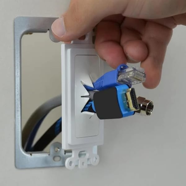 Cmple Cmple Flexible Adapter Insert for 1-Gang Wall Plate - White Cable Pass-Through Solution - View 7 of 8