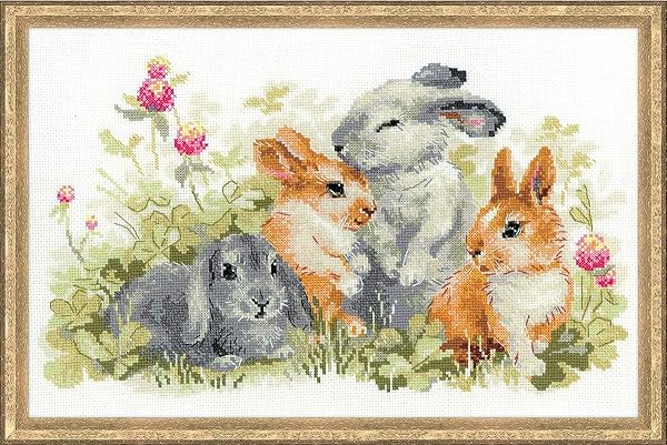RIOLIS RIOLIS Funny Rabbits 1416: Cross Stitch Kits for Beginners & Advanced - Perfect Embroidery Kit for Adults