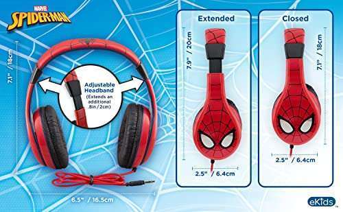 eKids eKids Spiderman Kids Headphones: Adjustable, Stereo Sound, Volume Control - Perfect for School & Travel - View 7 of 7