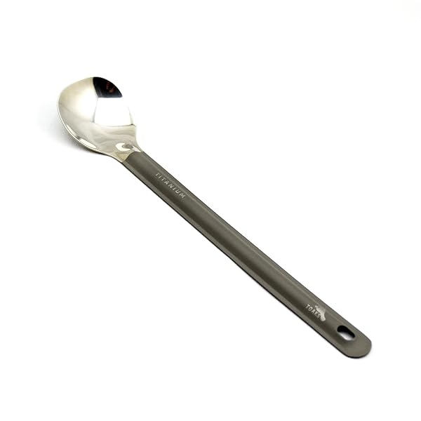 TOAKS TOAKS Titanium Long Handle Spoon: Lightweight, Durable & Polished Bowl for Outdoor Cooking