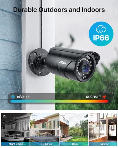 ZOSI ZOSI 1080P HD Bullet Security Camera - 120ft Night Vision, 4-in-1 CCTV for Indoor/Outdoor Use - View 4 of 10