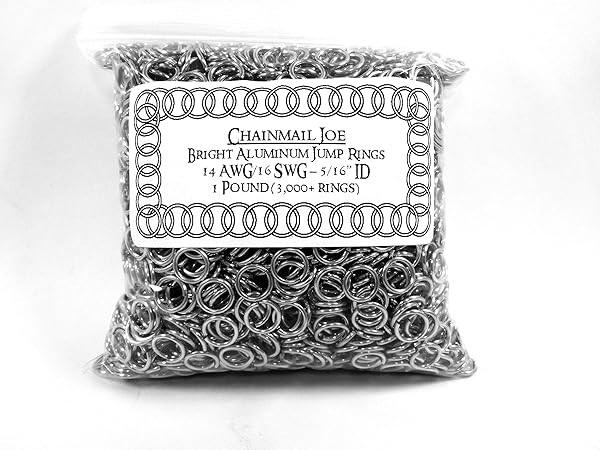 Chainmail Joe "Buy 1 Pound Bright Aluminum Chainmail Jump Rings 16G 5/16" ID - 3000+ Durable Rings for Crafting"