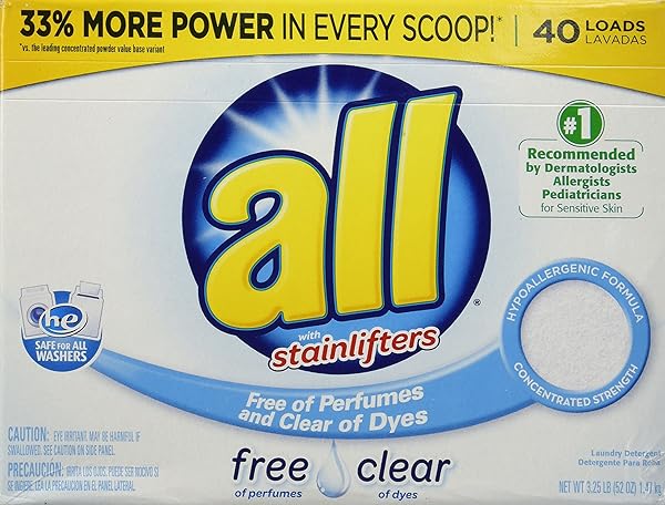 all All Powder Laundry Detergent Free Clear - 52 oz for Sensitive Skin, 40 Loads - Hypoallergenic & Effective Cleaning