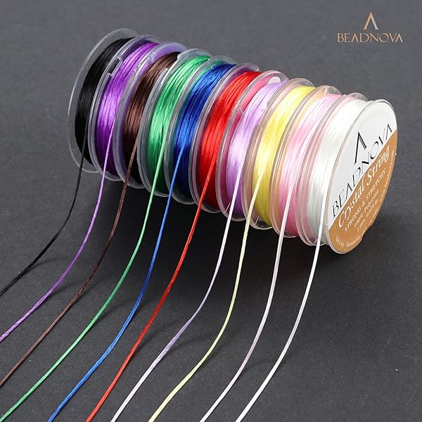 BEADNOVA BEADNOVA 1mm Elastic Stretch Crystal String Cord - 10 Rolls Mixed Colors for Jewelry Making & Bracelet Beading (12m Each) - View 6 of 9