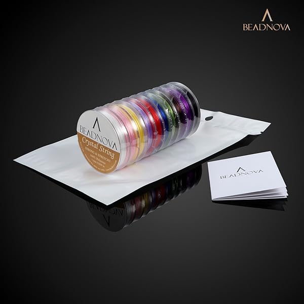 BEADNOVA BEADNOVA 1mm Elastic Stretch Crystal String Cord - 10 Rolls Mixed Colors for Jewelry Making & Bracelet Beading (12m Each) - View 8 of 9