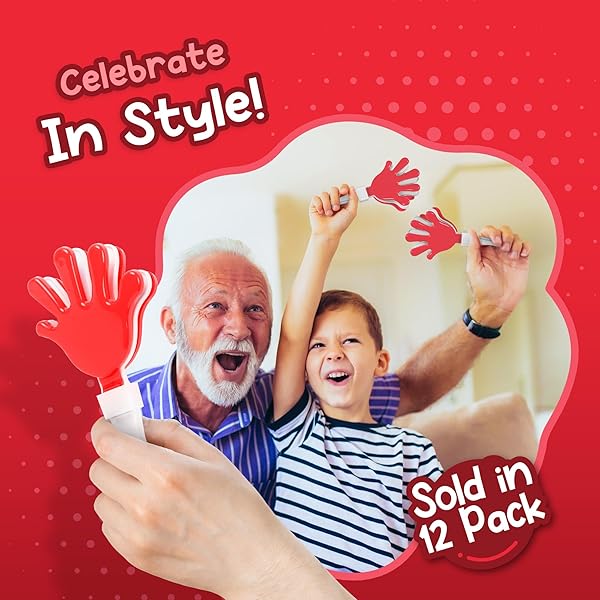 Windy City Novelties Windy City Novelties 12 Pack Mini Hand Clappers 7 Inch Bulk Noisemakers for Parties Celebrations and Events - View 5 of 6