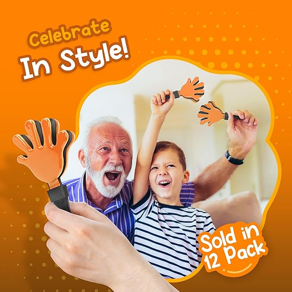 Windy City Novelties Windy City Novelties 12 Pack Mini Hand Clappers 7 Inch Bulk Noisemakers for Parties Celebrations and Events - View 3 of 6