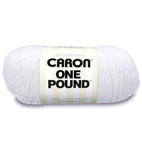 Buy Caron One Pound Solids Yarn 16oz - White, 100% Acrylic for Crochet & Knitting - Gauge 4 Medium